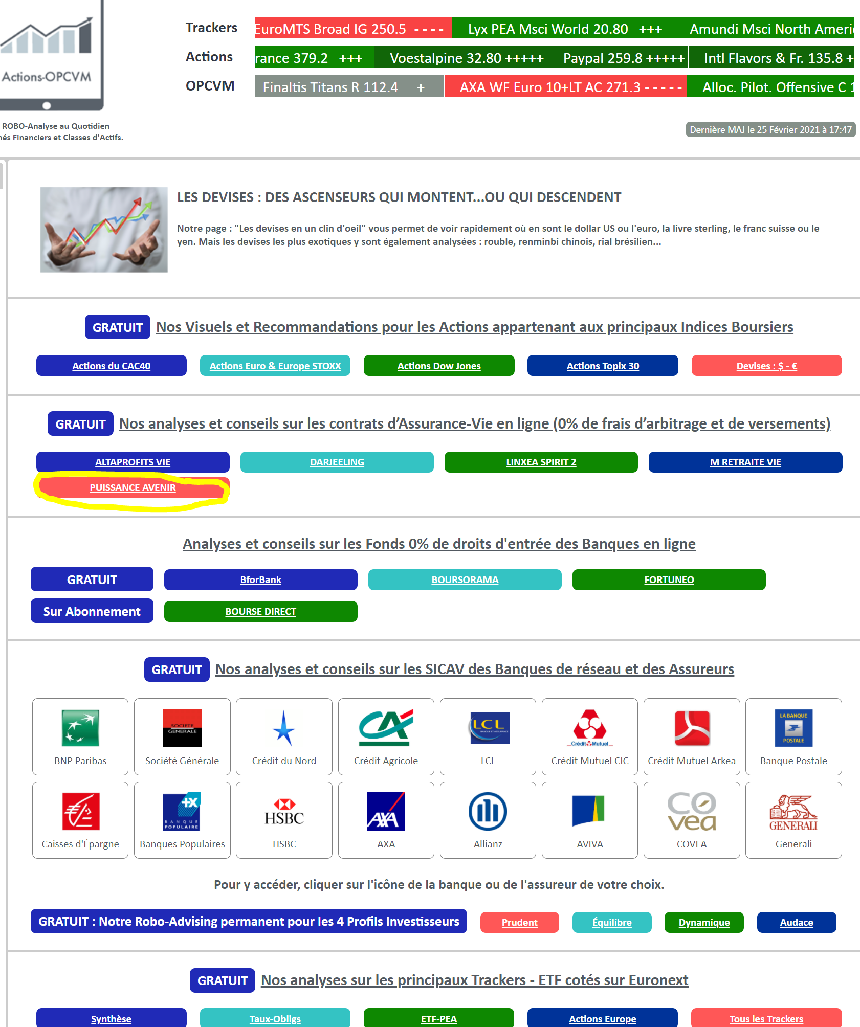 Site Actions-OPCVM.com - Extrat de la page d'Accueil Site Actions-OPCVM.com - Extrat de la page d'Accueil